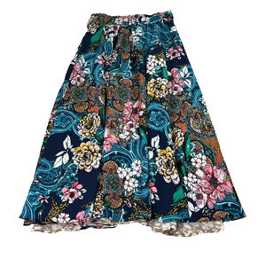 Roaman's Skirt Women Plus Size 16W Reversible Georgette Floral Blues Aline Flare